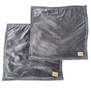 UGG Home Gray Velvet Throw Pillow Cover Set 2 Square Accent Decor